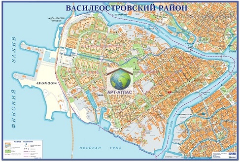 Купить карту Василеостровского района СПб, 2020 года за 2600 рублей.